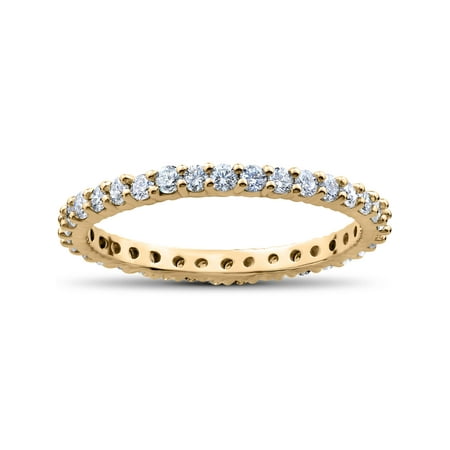 - 1 ct Diamond Eternity Ring Womens Stackable Wedding Band 14K Yellow Gold