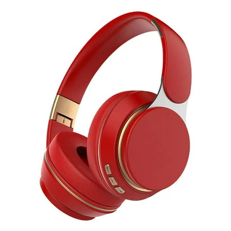 Wireless Headphones Bluetooth 5.0 for Huawei Honor 30 Pro Wireless Over Ear Bluetooth Foldable Headphones Hi-Fi Stereo Dynamic Deep Bass, Soft Earmuffs Headset with Mic- RED