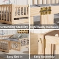 thumbnail image 4 of Full Floor Bed Frame, Montessori Floor Bed with Fence and Wood Slats, Natural, 4 of 7