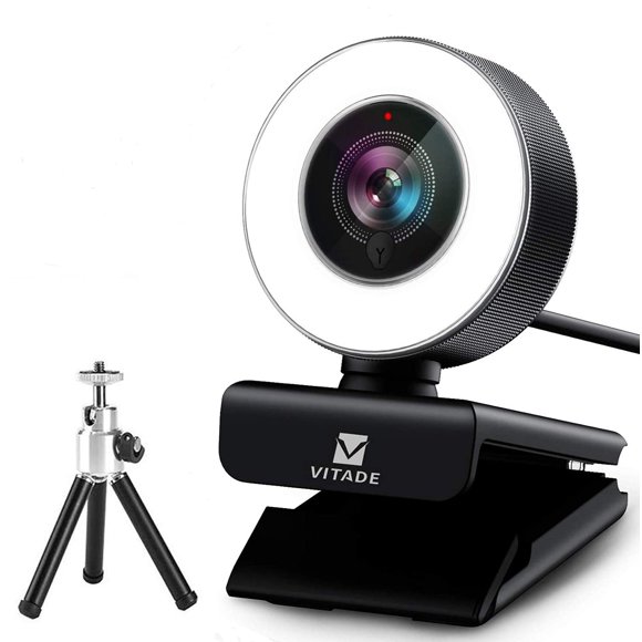 Cámara web VITADE 1080P 960A HD USB con anillo de luz y trípode
