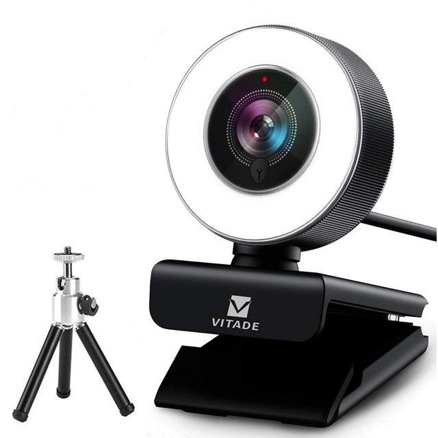 Cámara web VITADE 1080P 960A HD USB con anillo de luz y trípode