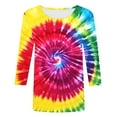 thumbnail image 5 of CYMMPU Tunic Tops 3/4 Sleeve Tie Dye Blouses for Women Dressy Casual Spring Tops Fall Fashion Shirts Loose Fit Round Neck Ombre T-Shirts Multicolor XL, 5 of 5