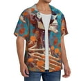 thumbnail image 2 of Rateoe Artistic Orange Carnation Skull Pattern Men's Short Sleeve Classic Shirt, Casual Short-Sleeved Shirt, Lightweight Summer Shirt, Cuban Collar Shirt,Button-Front Shirt-Medium, 2 of 5