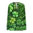 thumbnail image 4 of St. Patrick's Day Sweatshirt for Women Striped Shamrock Graphic Quarter Zip Pullover Long Sleeve Loose Fit Soft Festive Holiday Clothes, 4 of 5