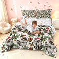 thumbnail image 3 of Manfei Cartoon Raccoon Animals Queen Comforter Set,Christmas Santa Hat Comforter Sets Queen,Gray Green,Christmas Reversible,3 Pieces,1 Comforter and 2 Pillowcases, 3 of 7