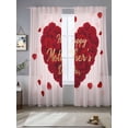 thumbnail image 2 of Semi Sheer Window Curtains 84 Inches Long, Pink Mother's Day Rod Pocket Voile Silky Chiffon Curtain Treatment Drapes for Kitchen, Living Room, Red Roses Love Hearts Watercolor 52"x84", 2 Panels, 2 of 9