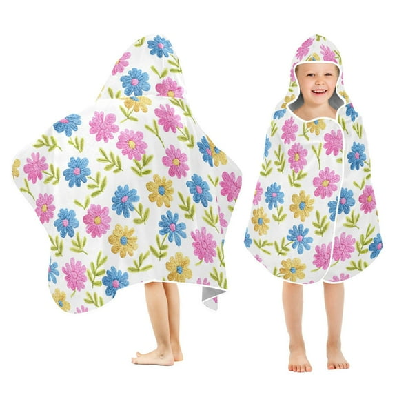 joogoo Daisy Flowers Kids Hooded Beach Towel Baby Bath Towel 23.5"x50"