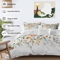 thumbnail image 3 of 3 Piece Orange Green Eucalyptus Leaves Duvet Cover Set Full Size,Microfiber Comforter/Quilt Cover with Corner Ties and 2 Pillowcases,Fall Botanical Watercolor All Season Bedding with Zipper Closure, 3 of 8