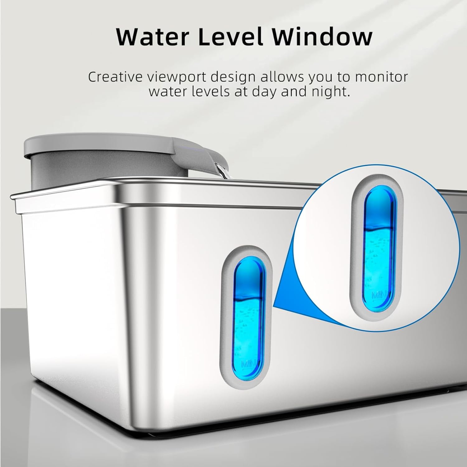Large Capacity Stainless Steel Pet Water Fountain with Ultra-Quiet Pump, Water Level Window and Spacious Drinking Area
