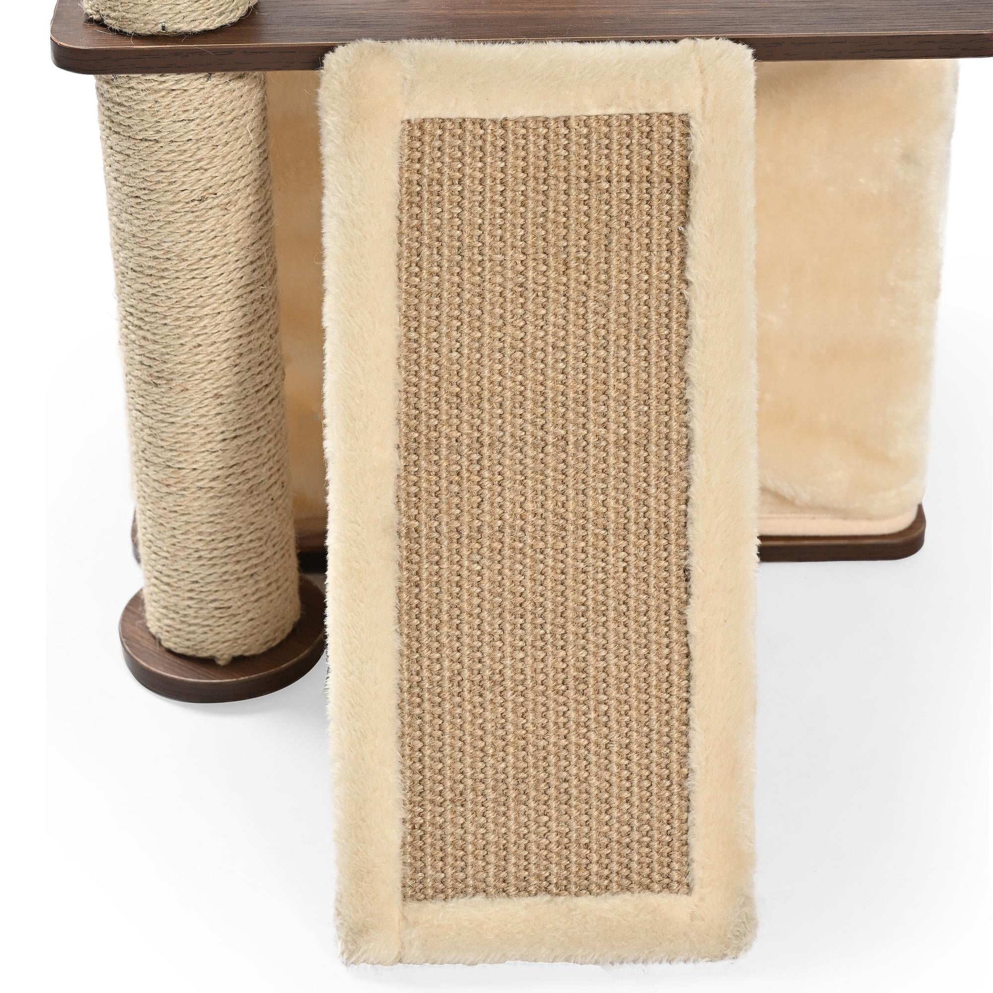 Vibrant Life 4-Level 43" Cat Tree with Grooming Brush and Condo, Beige