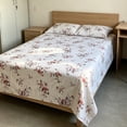 thumbnail image 2 of huayou Romantic Rose Floral Print Soft Flat Bed Sheet 90.55x62.99 Inch Easy Care Mattress Cover for Bedroom Home Decoration, 2 of 6