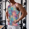 thumbnail image 5 of KLL blue pink colorful cracked texture Print Men's Muscle Gym Workout Stringer Tank Tops Bodybuilding Fitness T-Shirts Tank Tops Men-, 5 of 7