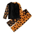 thumbnail image 4 of Halloween Family Matching Pajamas Set, Halloween Letter & Pumpkin Ghost Print Round Neck Long Sleeve PJs Set, 2 Pieces Cotton Loungewear, Black Orange Color Block Raglan Sleepwear, Boy 6 Years, 4 of 8