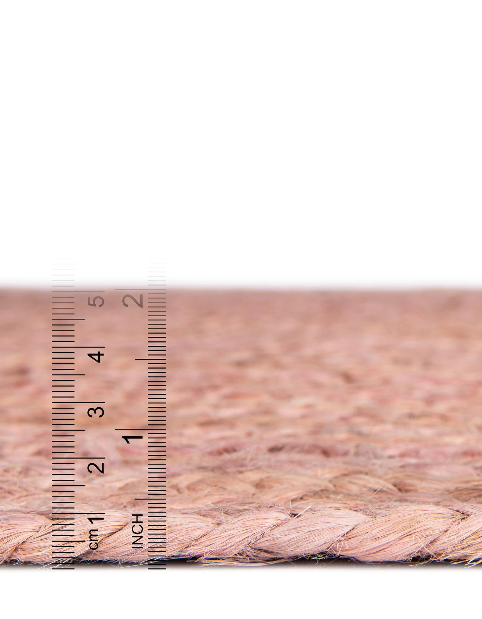 Unique Loom Braided Jute Collection Area Rug - Dhaka (9' x 12' Rectangle Light Pink)