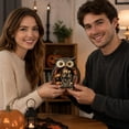 thumbnail image 5 of Decorr 5.9" Vintage Owl Halloween Tabletop Decor, Wooden Mini Haunted Diorama Figurine with Skeleton Ghost Pumpkin Bat, Halloween Decorations for Mantel Tiered Tray & Party Centerpiece, 5 of 7