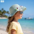 thumbnail image 3 of Sombrero Para Playa De Niña Ondulado Tejido De Paja C/ Moño azul, 3 of 7