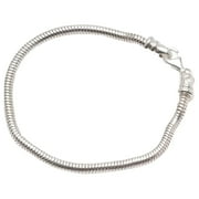 Buckets of Beads Silver 8 Inch Screw End Snake Chain Lobster Clasp Charm Bracelet For Women and Girls.