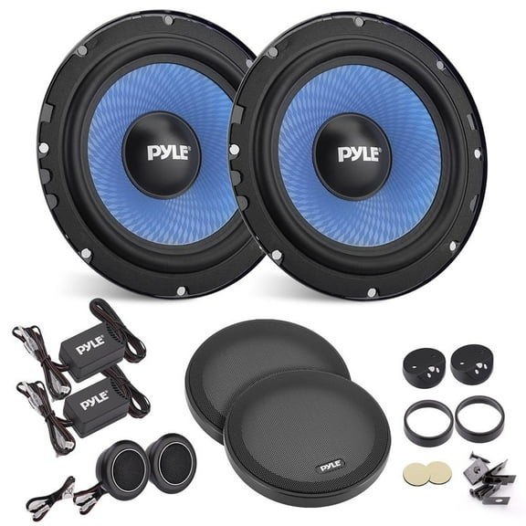 Two-Way Component Speaker System - One Pair 6.5'' Two-Way Component Kit, Non-fatiguing Butyl Rubber Surround, 360 Watts w/ 4 Ohm Impedance and 1'' High-Temperature ASV Voice Coil - Pyle PL650CBL
