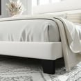 thumbnail image 2 of Allewie King Size Platform Bed Frame with Velvet Headboard/Fully Upholstered Mattress Foundation, No Box Spring Needed, White, 2 of 5