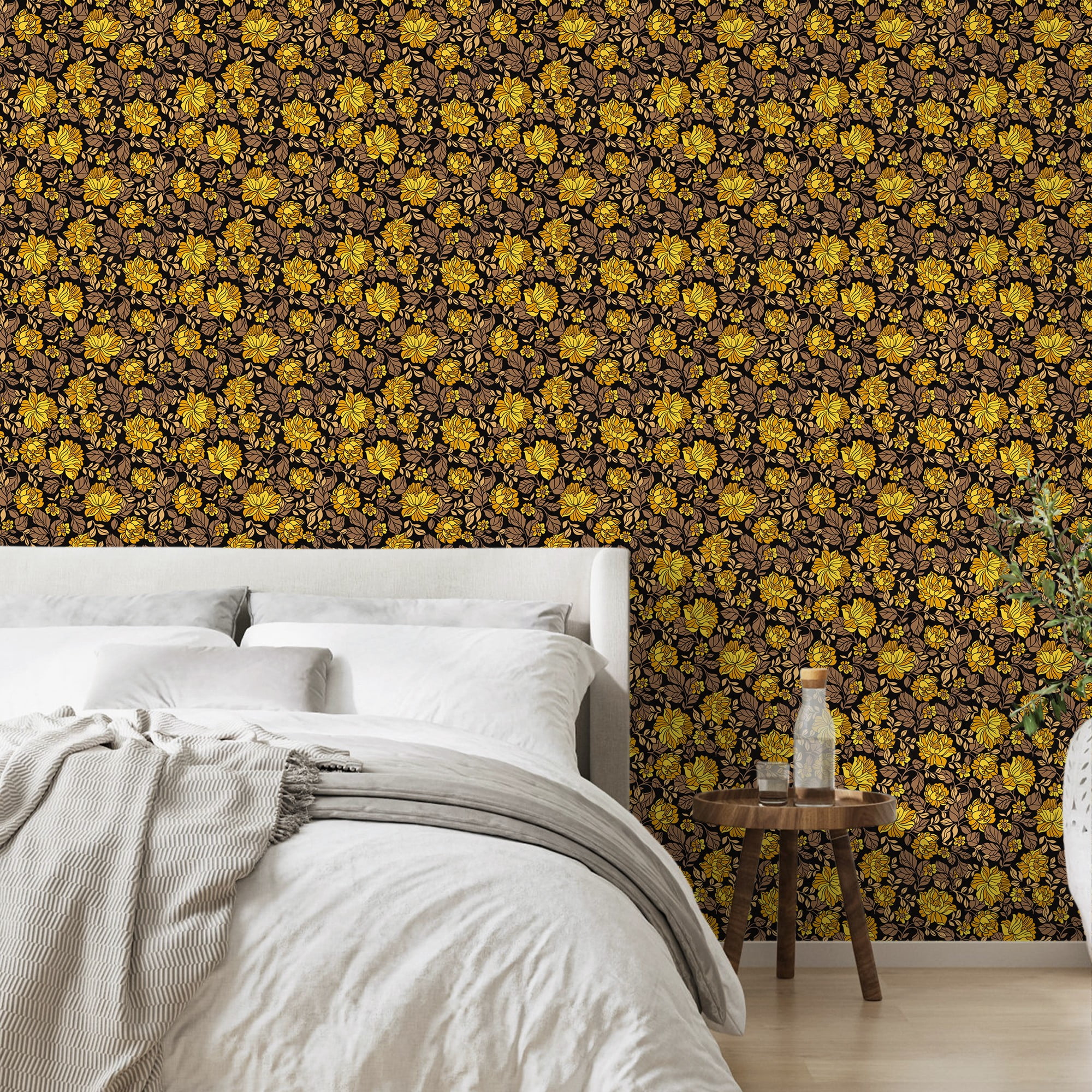UMIGGEE Floral Wallpaper Peel and Stick Wallpaper Peony Wall Paper 17.7-in x 118-in Self Adhesive Black Flower Wallpaper Contact Paper Home Decor Wall Covering Old Furniture Renovation
