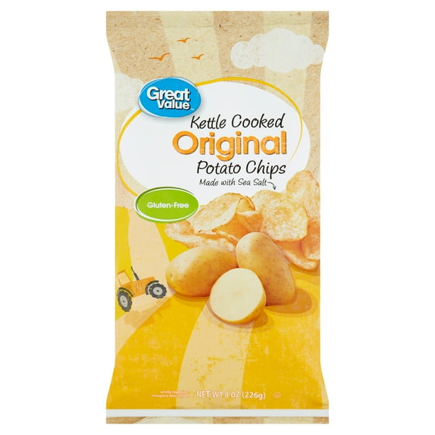 Great Value Kettle Cooked Original Potato Chips, 8 oz