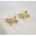 thumbnail image 2 of TAAPSEE JEWELS Butterfly Stud Earring White Cubic Zirconia Round Cut 14K Yellow Gold Plated, 2 of 5