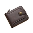 thumbnail image 2 of Minnieouse Cartera pequeña para hombres - Cuero fácil de llevar Artesanía exquisita Vintage PU Cartera corta Monedero Hombres Gran capacidad Carteras café oscuro, 2 of 6