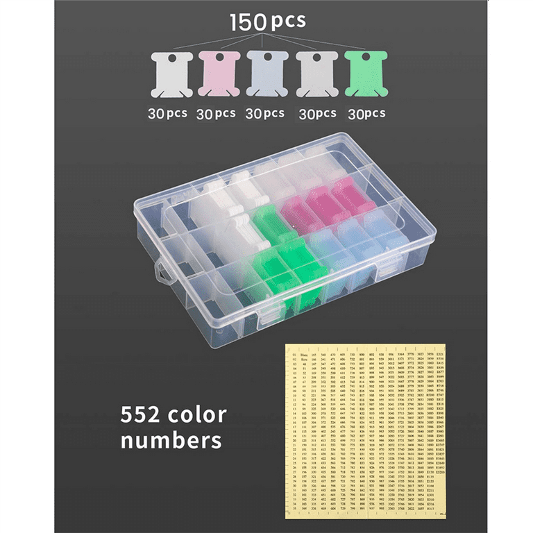 304Pcs Accessories Including Embroidery Thread Bobbins Organizer Box and  Floss Number Sticker 