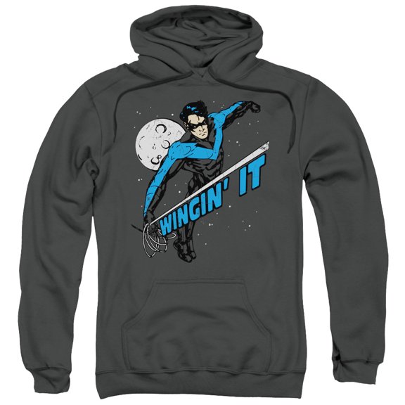 Batman Men's Wingin It Hooded Sweatshirt Grey
