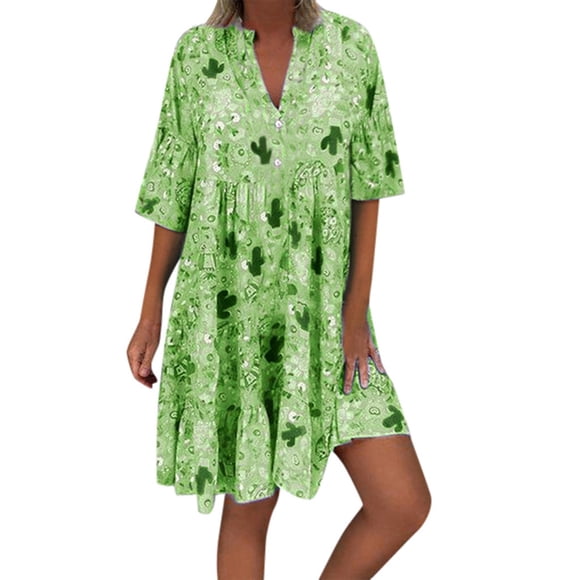 U.Vomade New Long Sleeve Printed Large Size Beach Dress Fashion Casual Robe Elegant Loose and Comfortable Dress Suitable for Travel, Party, Family Dinner