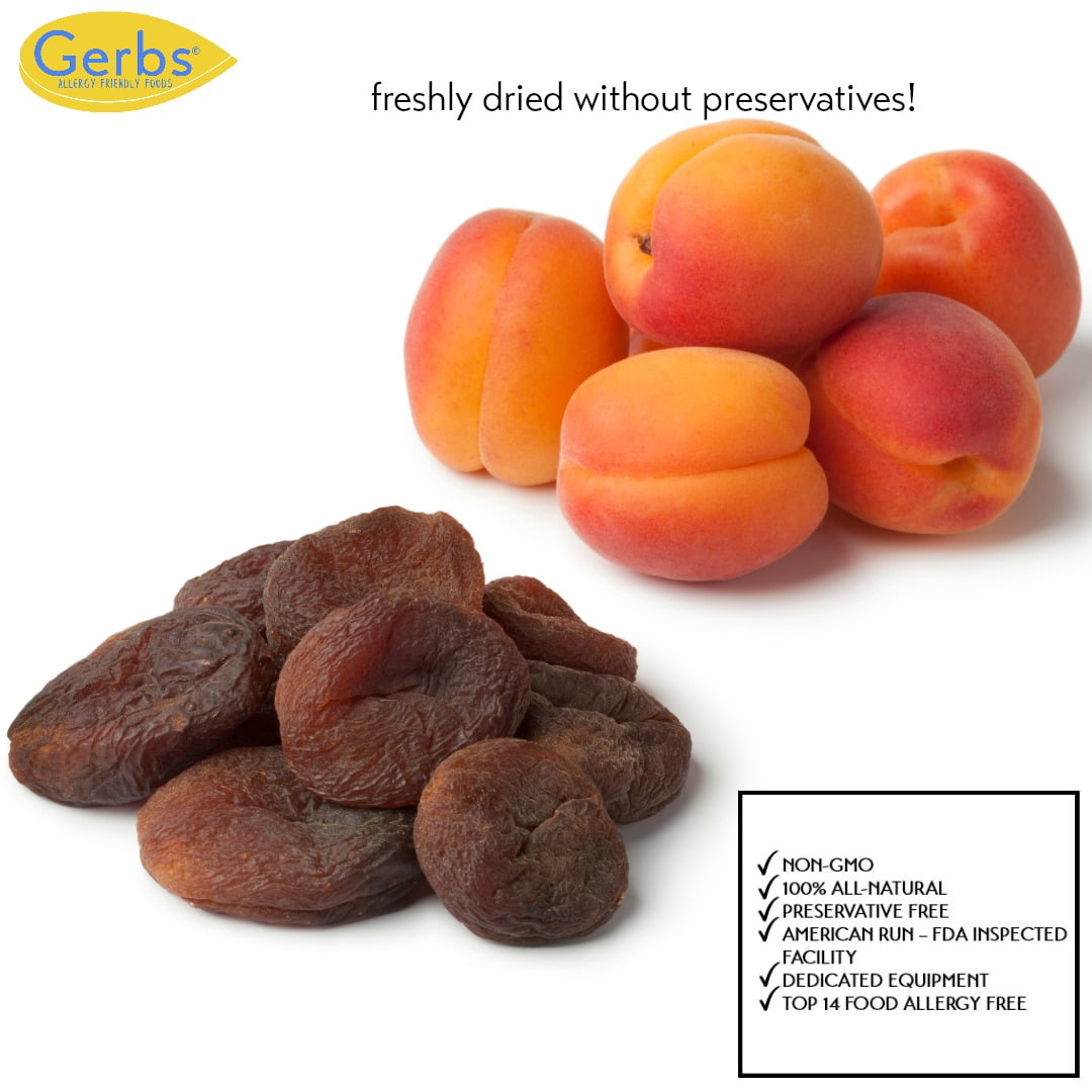 GERBS Dried Apricots, 32 ounce Bag, No Sugar Added, Unsulfured, Preservative, Top 14 Food Allergy Free
