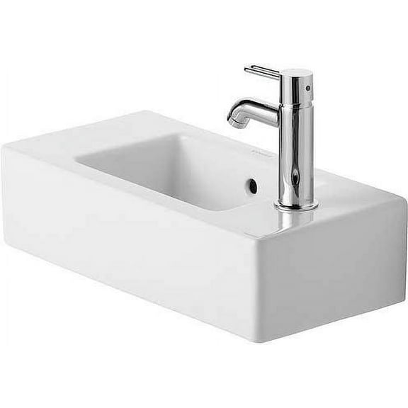 Duravit 070350-1Hole-R Vero 20" Ceramic Vanity Top - White with WonderGliss / Glazed