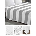 thumbnail image 6 of Anchor Gray Full Size Flat Sheet, Wrinkleproof & Fadeproof Cooling Flat Bed Sheet Only, Modern Navy Blue White Striped Nautical Breathable Soft Bedding Top Sheets 81 x 96 Inches, 6 of 8