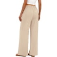 thumbnail image 5 of Fantaslook Linen Wide Leg Pants for Women Flowy Palazzo Drawstring Elastic Waist Trousers with Pockets Summer Beach Vacation Clothes, 5 of 10