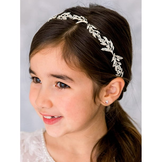 Flower Girl Headpiece for Wedding Headband Silver Princess Hair