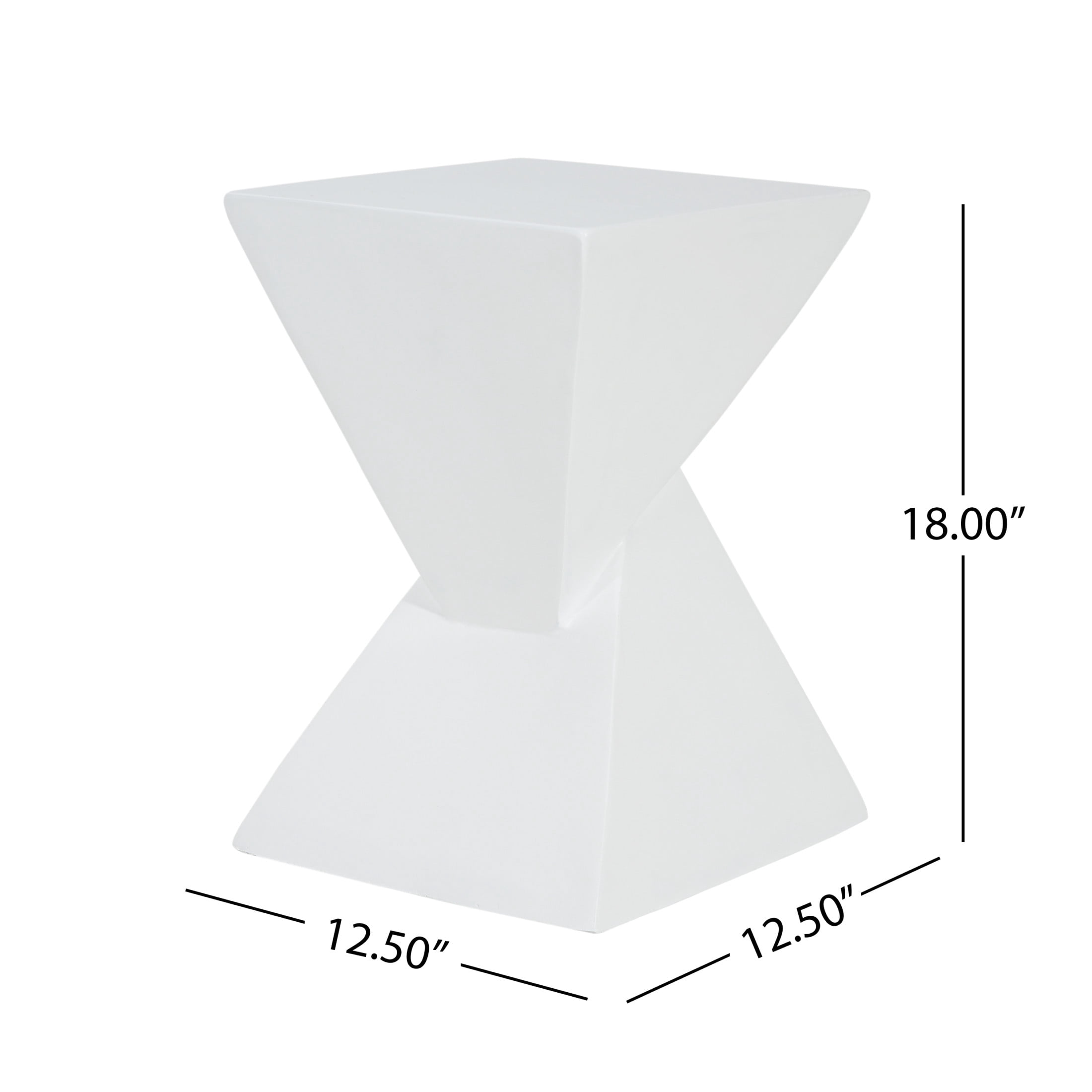 Christopher Knight Home Outdoor MGO Hourglass Side Table, 18" Tall Wood Grain Accent Table, White