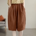 thumbnail image 3 of qelini Athletic Workout Shorts Womens Plus Size Pockets Elastic Waist Linen Shorts Solid Color Casual Cloths, 3 of 3