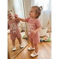 thumbnail image 5 of BemeyourBBs Newborn Boy Boy Girl Summer Clothes Infant Hospital Going Home Outfit New To The Crew Letters Embroidery Crew Neck Short Sleeve Romper and Elastic Waist Pockets Shorts Set, 5 of 9