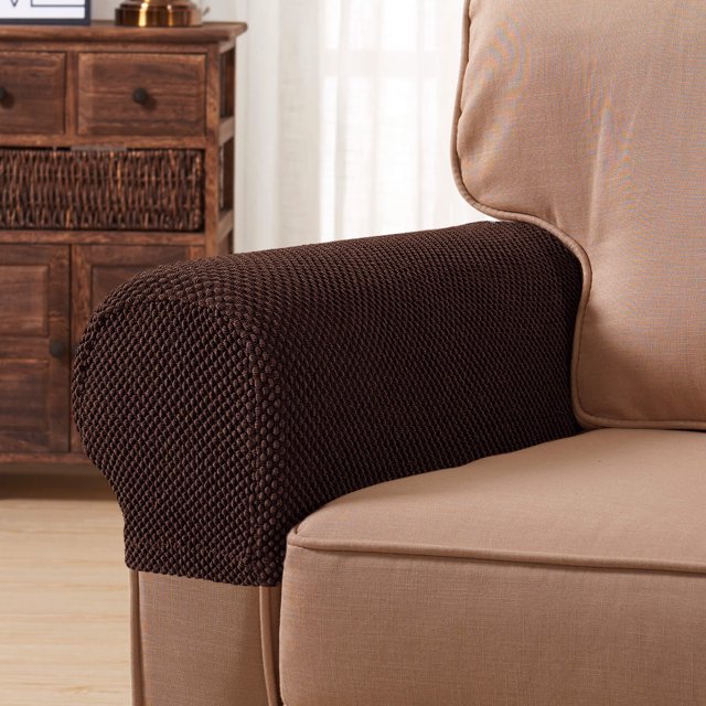Funda Reposabrazos Subrtex Stretch Textured Mini Dots Protector de Muebles Chocolate Juego de 2