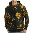thumbnail image 2 of Men's Oversized Tie-Dye Print Hooded Sweatshirt, Long Sleeve Loose Fit Pullover Fleece Hoodie for Casual Wear, Streetwear, Fall Fashion,Yellow,XL, 2 of 4