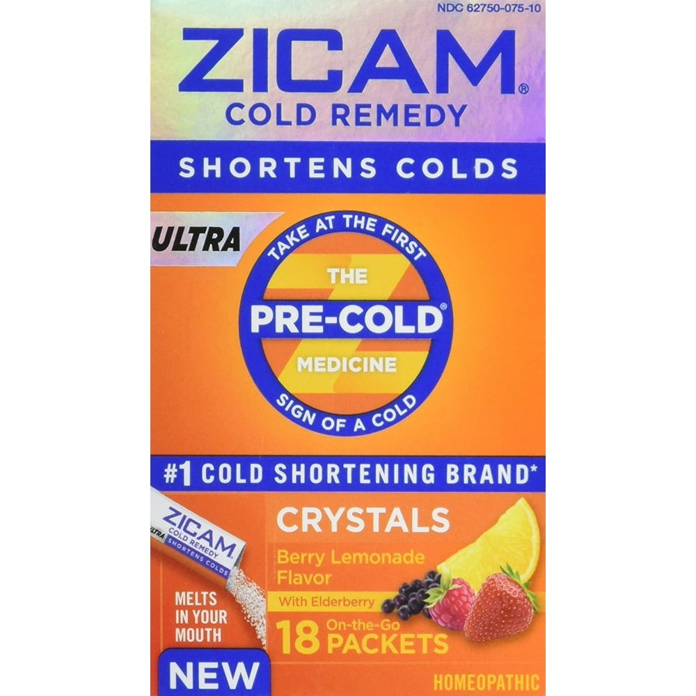 Zicam Ultra Cold Remedy Berry Lemonade Crystals, 18 Count