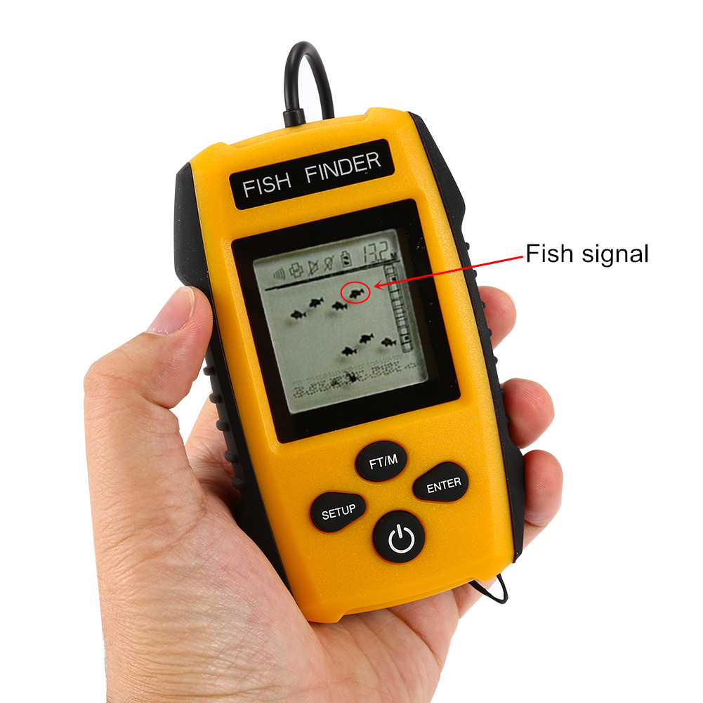 Portable Fish Finder, Water Depth & Temperature Fishfinder with Wired