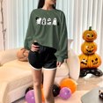 thumbnail image 3 of Wooowa Womens Halloween Crop Round Neck Sweatshirt Ghost Pumpkin Printed Winter Long Sleeve Pullover Top, 3 of 4