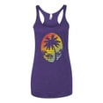 thumbnail image 2 of Tropical Palm Trees Silhouettes with Sunset | Womens Pop Culture Premium Tri-Blend Racerback Tank Top, Purple Rush, X-Large, 2 of 4