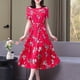 thumbnail image 3 of Nuevos vestidos elegantes casuales de moda de verano 2024 para mujer, vestido de manga corta vintage con estampado de cuello redondo, ropa holgada para mujer, 3 of 5