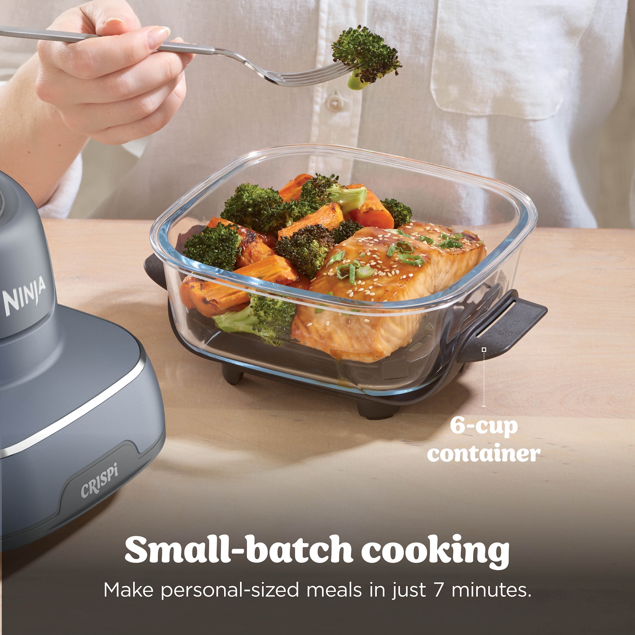 Ninja Crispi Glass Air Fryer 4-Qt, 4-in-1, Air Fry Bake Recrisp, Portable, Dishwasher Safe, FN101GY Cyberspace