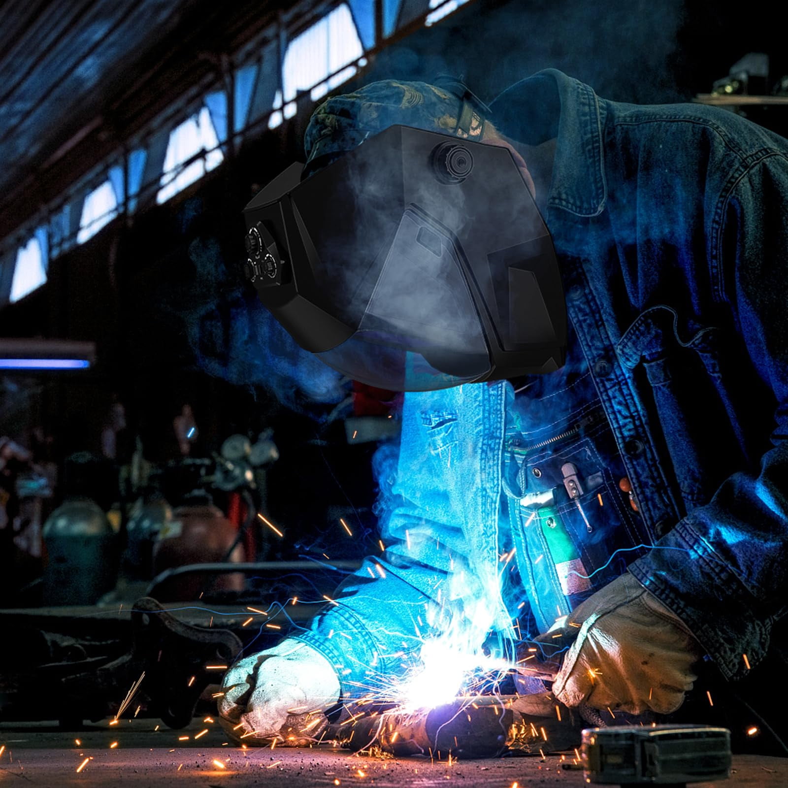 Panoramic View Welding Helmet Auto Darkening Welding Hood True Color 4 Arc Sensor Welding Mask Large Viewing 3.94" x 3.15" Wide Shade 4/5-9/9-13 Weld Helmet for TIG MIG ARC Weld