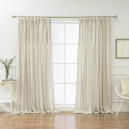 August Grove Verdon Belgian Flax Linen Tie Top Pinch Pleat Solid