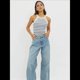 thumbnail image 5 of Camisetas Sin Mangas con Cuello Halter para Mujer, de Verano, A Rayas, de Punto Acanalado Elástico, Camisetas Ajustadas Azul L, 5 of 9