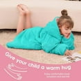 thumbnail image 4 of Wearable Blanket Kids Hoodie, Birthday Teen Girls Gifts for 8-15 Year Old Kids Oversized Sweatshirt Sherpa Flannel Cozy Hooded Blanket with Pocket for Children, Youth Teens, One Size, Teal, 4 of 7